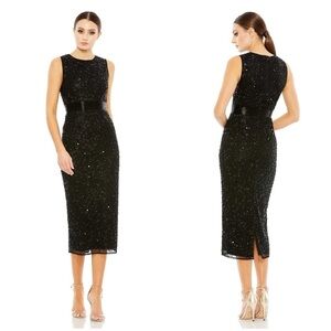 MAC DUGGAL Geometric Embellished Sleeveless A Line Dress